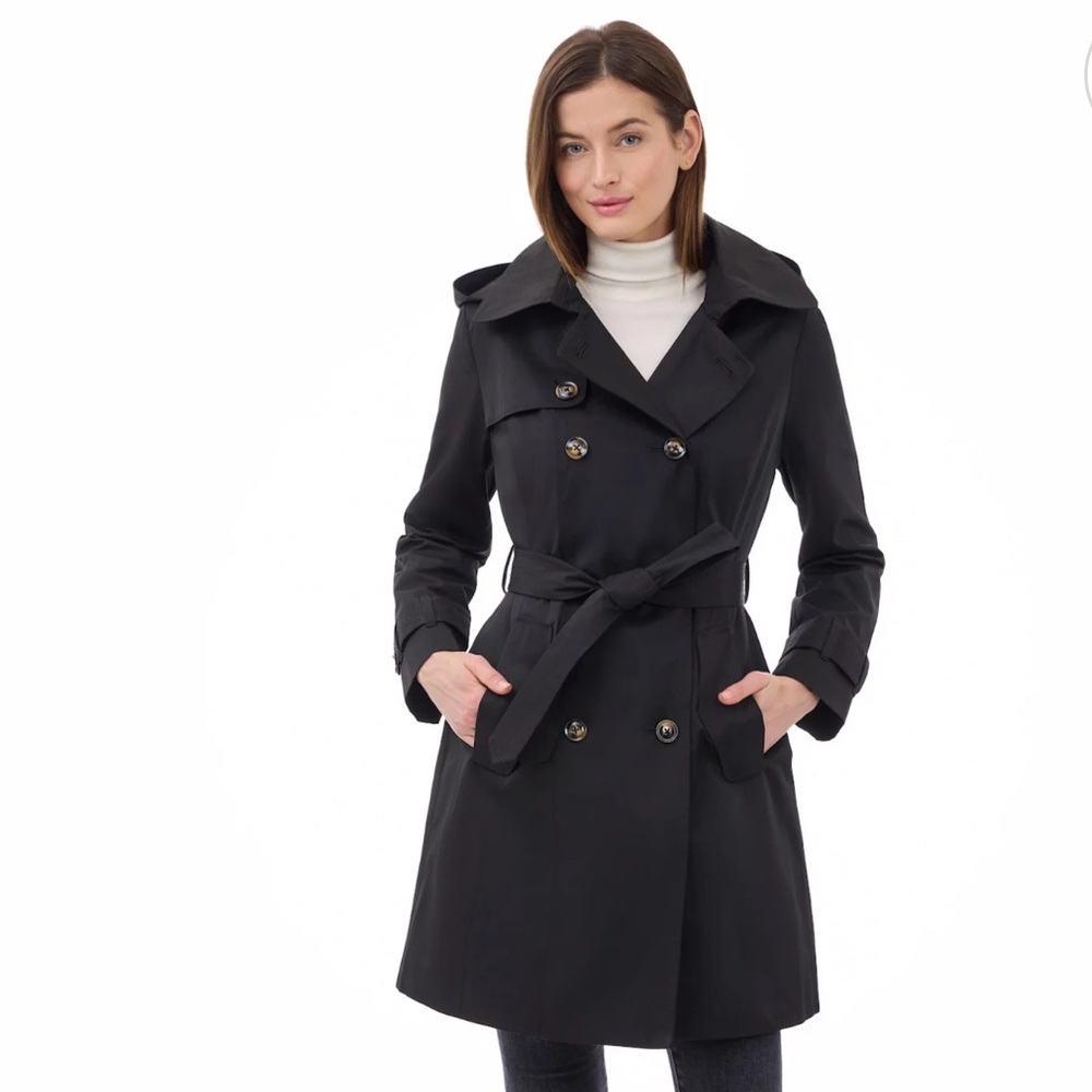 London Fog Women's Elegant Black Trench Coat